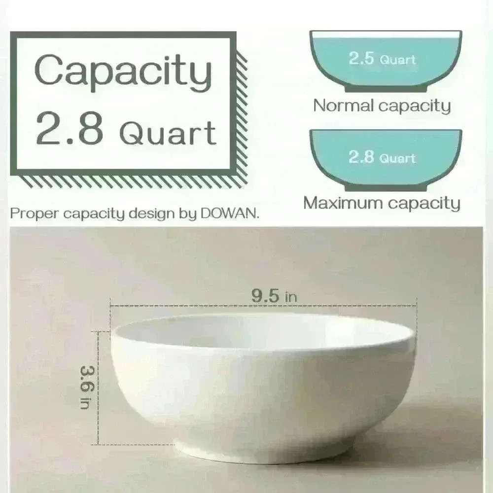 NIB/NWT: DOWAN Holiday Centerpiece Serving Bowls, 9.5” White Ceramic, 2 pack. - Picture 5 of 13